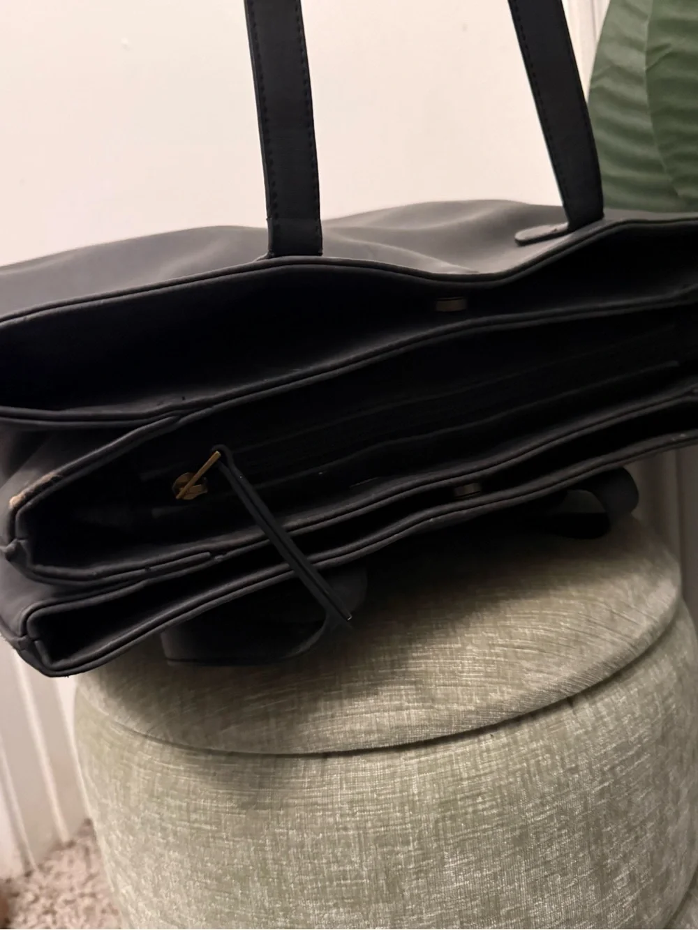 Universal Thread Black Faux Leather Laptop Work Tote Bag